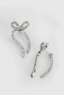Earrings*boohoo Embellished Bow Earrings silver
