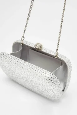 Handbags|Clutch Bags*Quiz Embellished Box Bag Silver