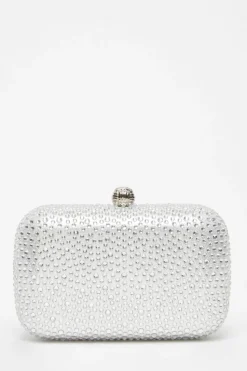 Handbags|Clutch Bags*Quiz Embellished Box Bag Silver
