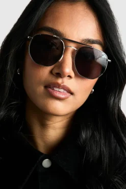Sunglasses*boohoo Frame Aviator Sunglasses silver