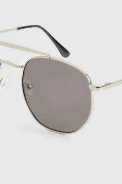 Sunglasses*boohoo Frame Aviator Sunglasses silver