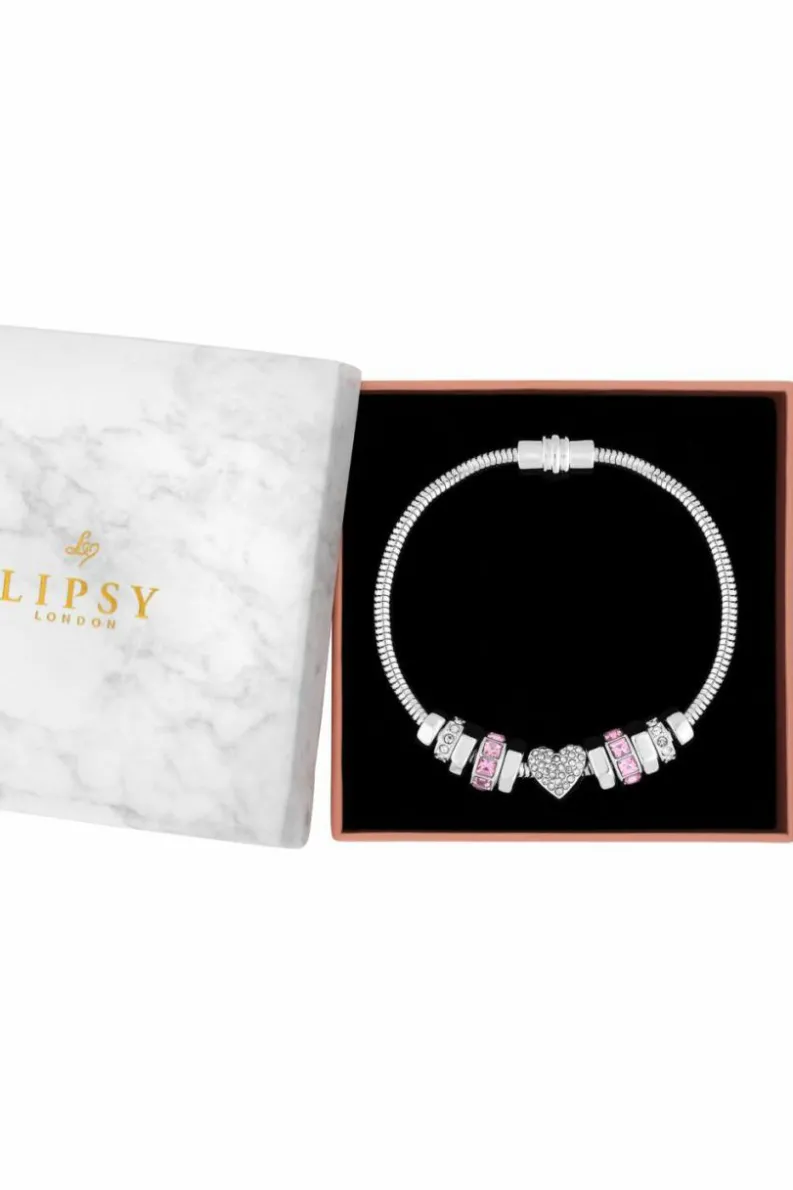 Bracelets*Lipsy Heart Pink Magnetic Bracelet - Gift Boxed Silver