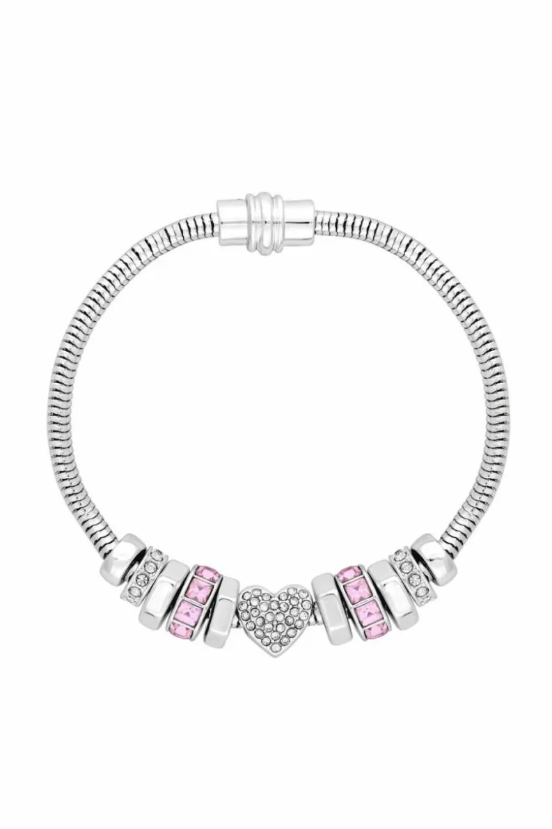Bracelets*Lipsy Heart Pink Magnetic Bracelet - Gift Boxed Silver