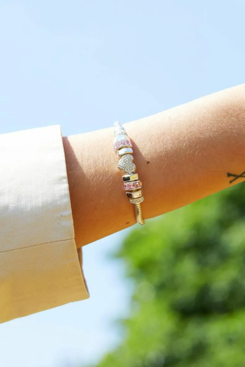 Bracelets*Lipsy Heart Pink Magnetic Bracelet - Gift Boxed Silver