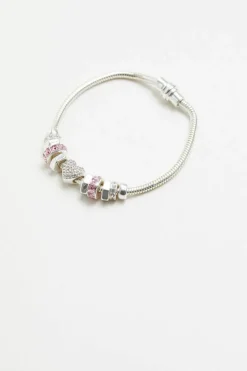 Bracelets*Lipsy Heart Pink Magnetic Bracelet - Gift Boxed Silver