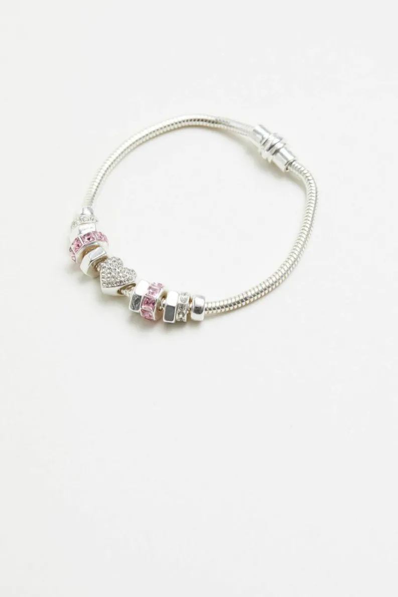 Bracelets*Lipsy Heart Pink Magnetic Bracelet - Gift Boxed Silver