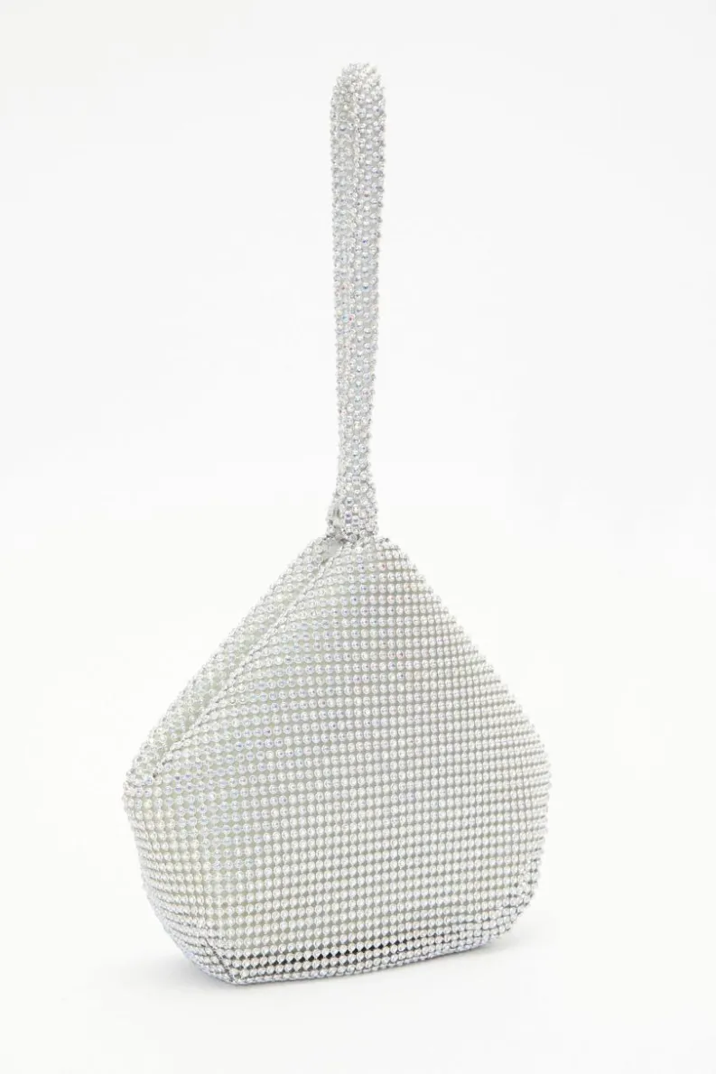 Handbags|Clutch Bags*Quiz Iridescent Diamante Pouch Bag Silver