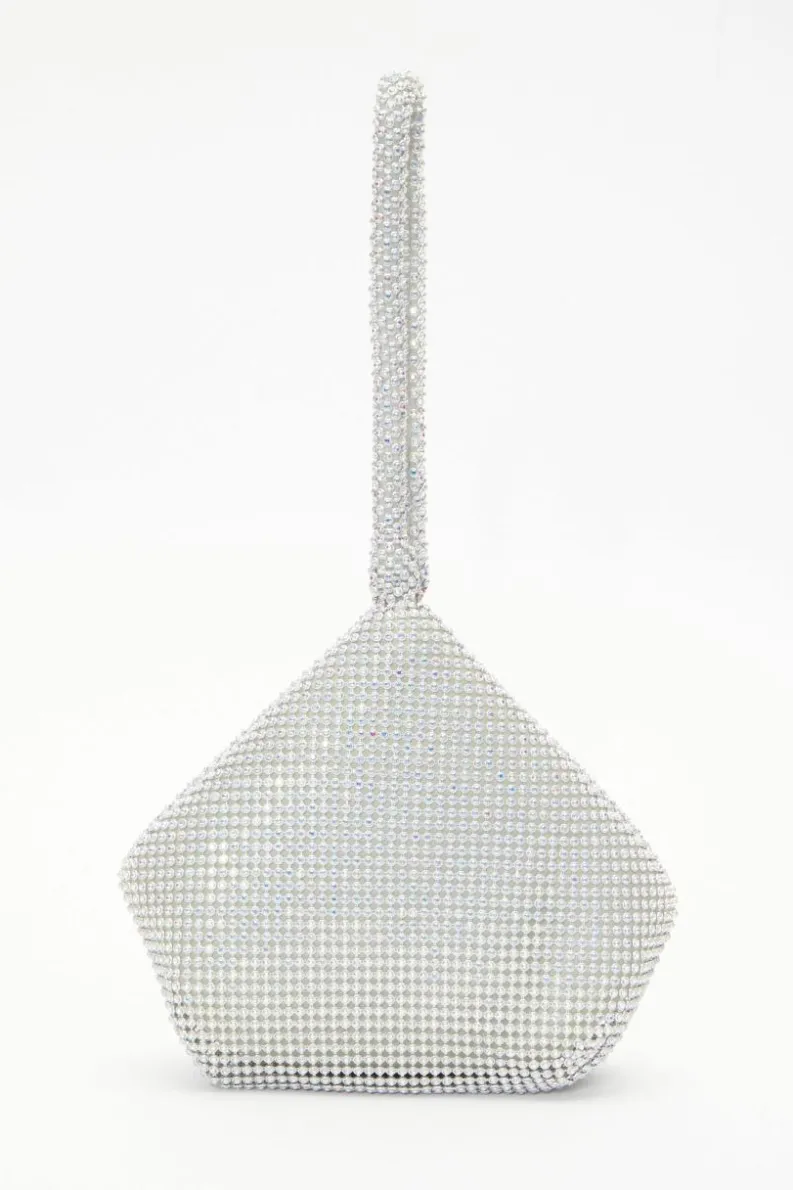 Handbags|Clutch Bags*Quiz Iridescent Diamante Pouch Bag Silver