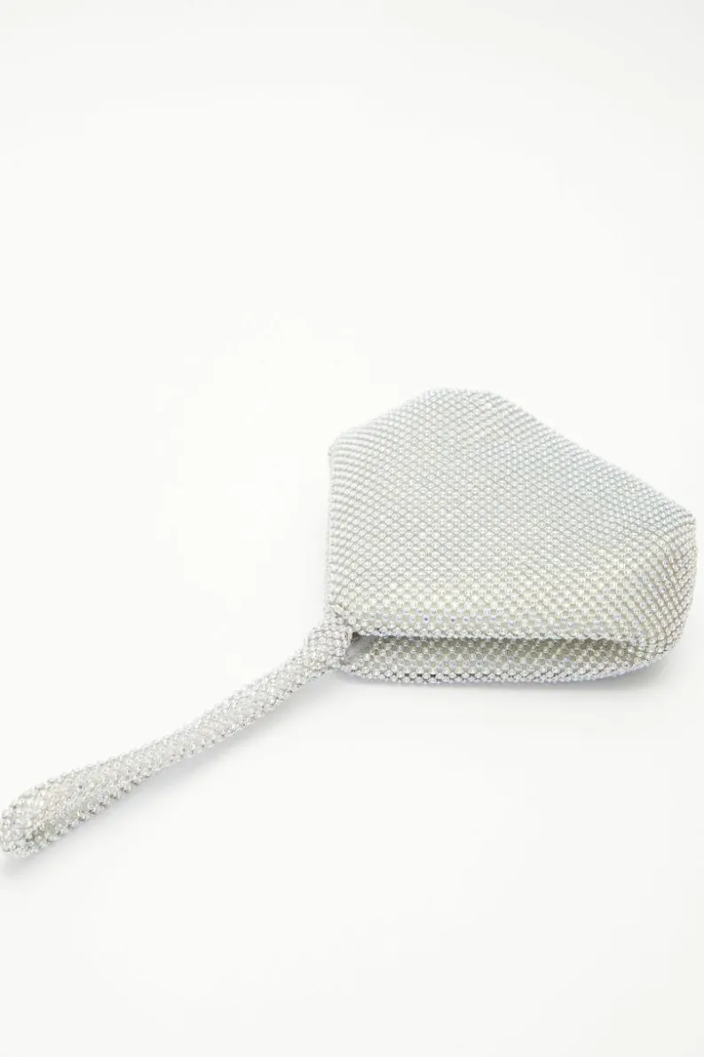 Handbags|Clutch Bags*Quiz Iridescent Diamante Pouch Bag Silver