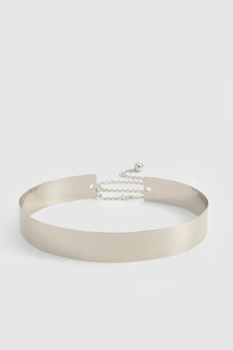 Belts*boohoo Metal Chunky Waist Belt silver