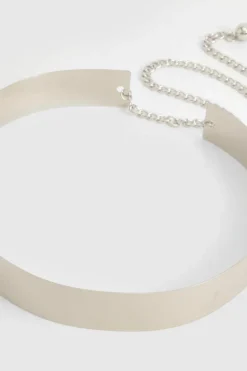 Belts*boohoo Metal Chunky Waist Belt silver