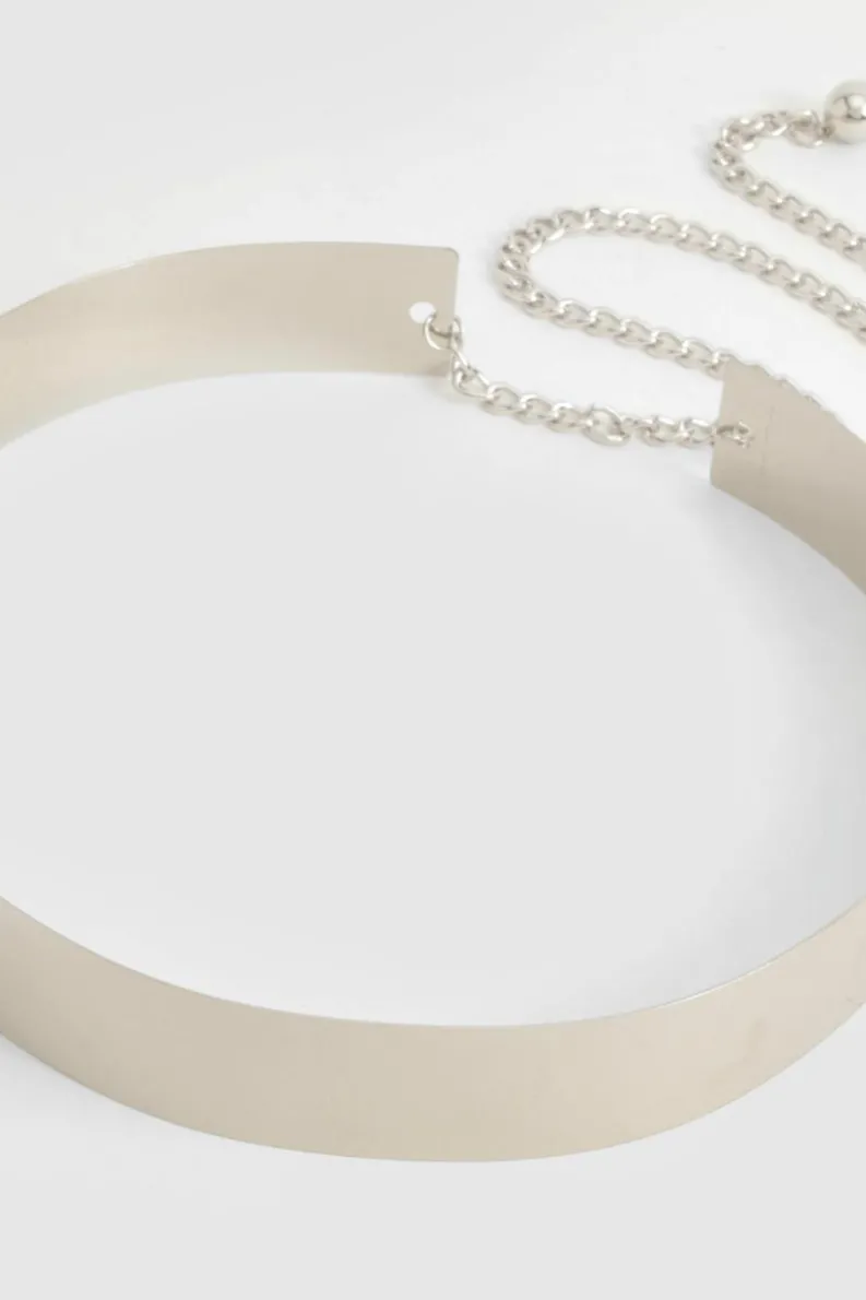 Belts*boohoo Metal Chunky Waist Belt silver
