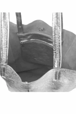 Tote Bags*Sostter Metallic Leather Tote Shopper Bag | BBDDN Silver