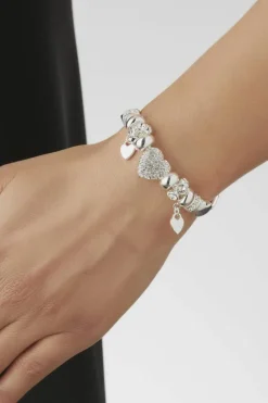 Bracelets*Lipsy Pave Crystal Heart Charm Bracelet - Gift Boxed Silver