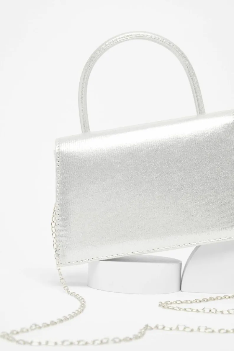 Handbags*Quiz Satin Double Bow Bag Silver
