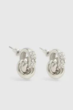 Earrings*boohoo Scattered Diamante Knot Stud Earrings silver