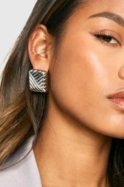 Statement Earrings|Earrings*boohoo Vintage Style Oversized Square Earrings silver