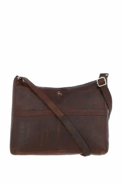 Shoulder Bags|Handbags*Ashwood Leather Simonetta' Croc Print Real Leather Shoulder Bag Brown