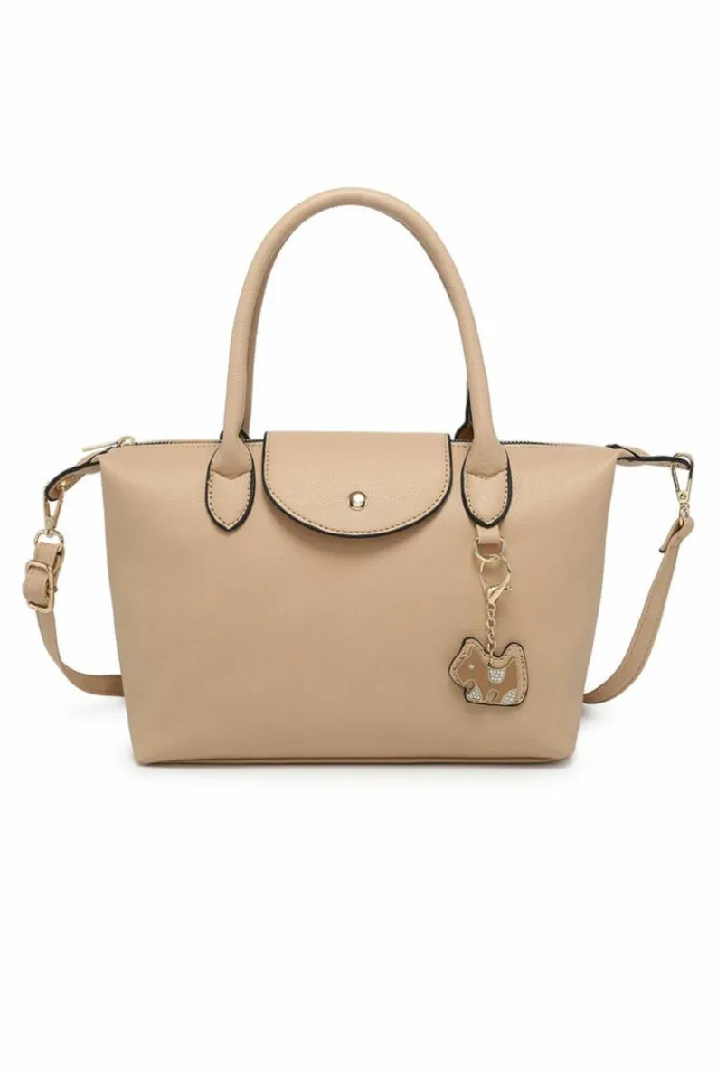 Shoulder Bags|Handbags*Kitise Simple Elegant Dog Charm Spacious Shoulder Bag Beige