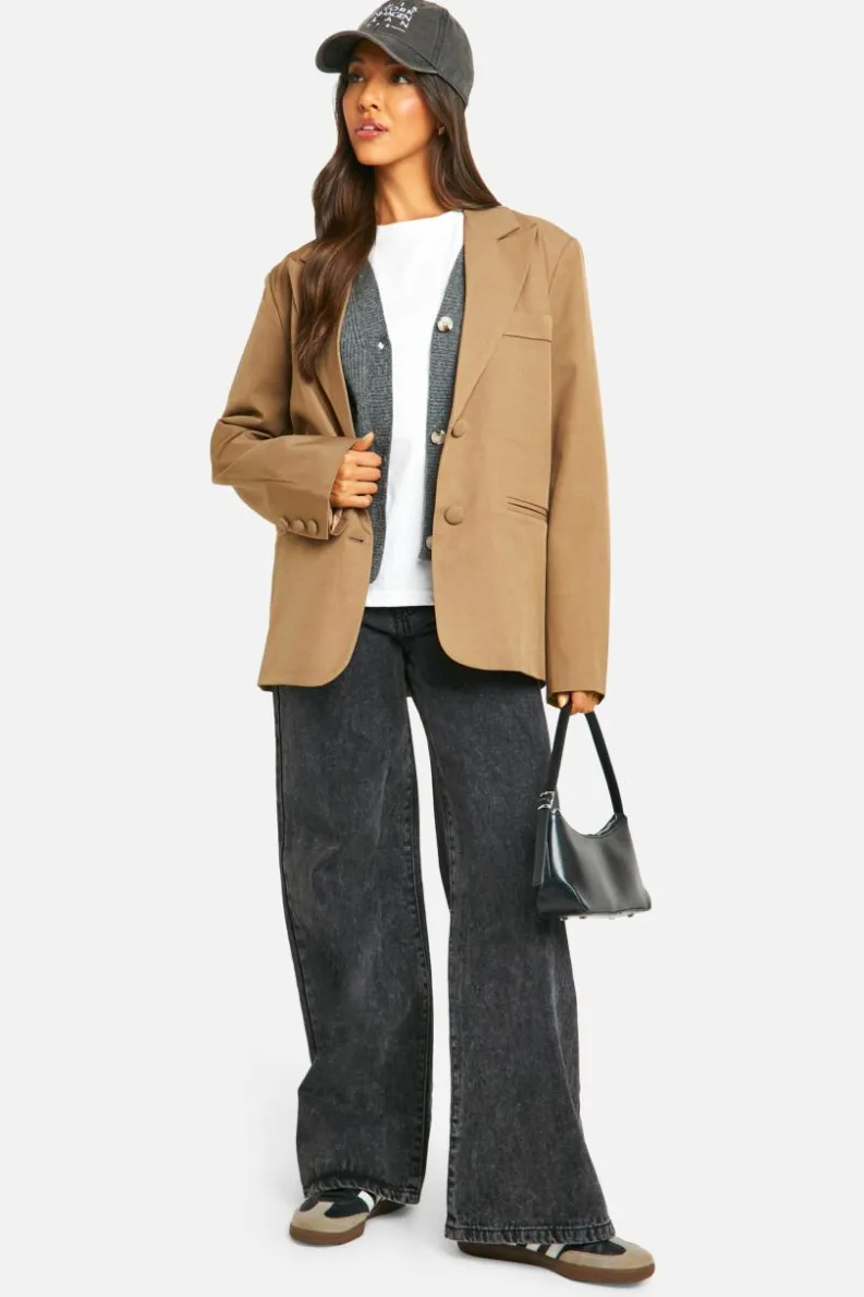 Up To 80% Off Winter Warmers|Boohoo Basics*boohoo Single Breasted Relaxed Fit Tailored Blazer mocha