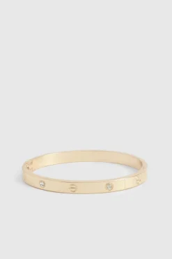 Bracelets*boohoo Single Diamante Dotted Bangle gold