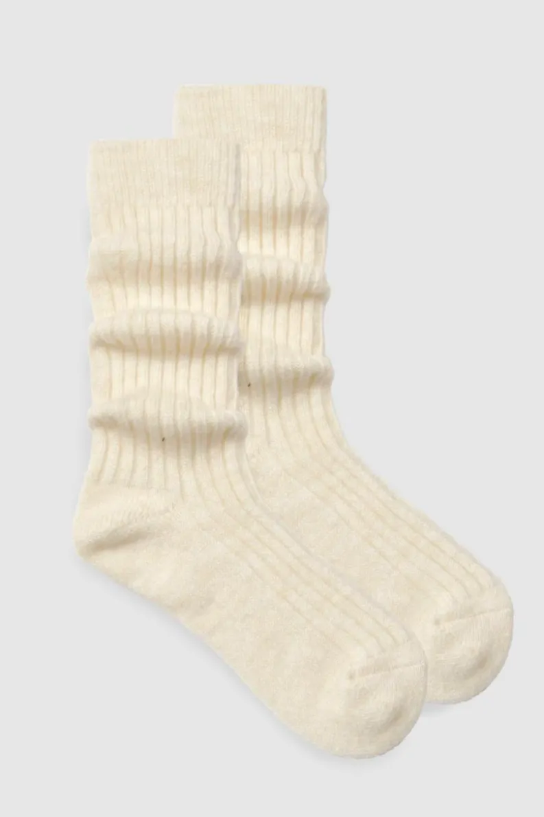 Tights & Socks|Tights & Socks*boohoo Single Soft Ribbed Slouchy Socks cream
