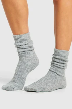 Tights & Socks|Tights & Socks*boohoo Single Soft Ribbed Slouchy Socks grey marl