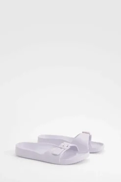 Sandals*boohoo Single Strap Chunky Sliders lilac