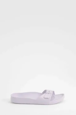 Sandals*boohoo Single Strap Chunky Sliders lilac