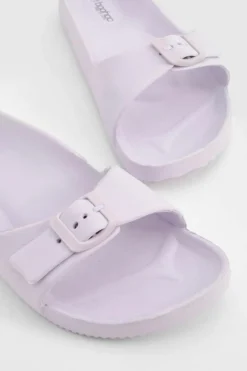 Sandals*boohoo Single Strap Chunky Sliders lilac