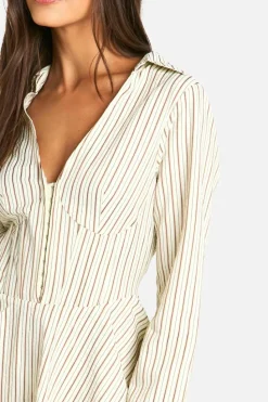 Shirt Dresses|Mini Dresses*boohoo Skater Corset Shirt Dress cream