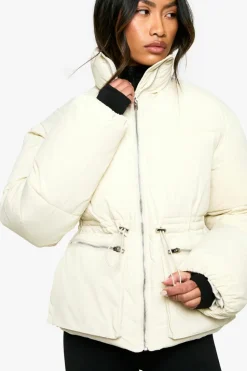 Up To 80% Off Winter Warmers|Puffer Jackets*boohoo Ski Toggle Detail Puffer Jacket off white