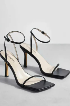 Heels*boohoo Skinny Strap Square Toe Barely There black