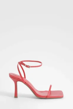 Heels*boohoo Skinny Strap Square Toe Barely There red