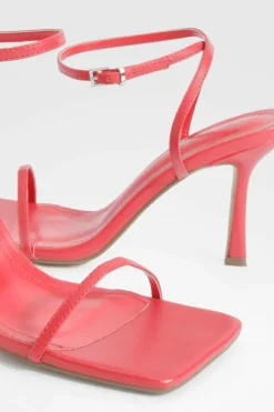 Heels*boohoo Skinny Strap Square Toe Barely There red