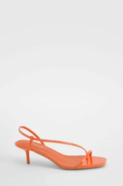 Heels*boohoo Skinny Strap Square Toe Low Heels orange