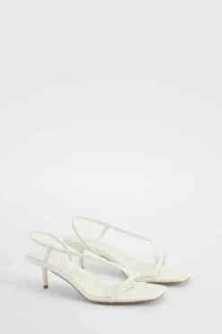 Heels*boohoo Skinny Strap Square Toe Low Heels white