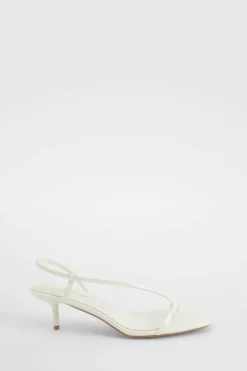 Heels*boohoo Skinny Strap Square Toe Low Heels white