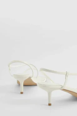 Heels*boohoo Skinny Strap Square Toe Low Heels white