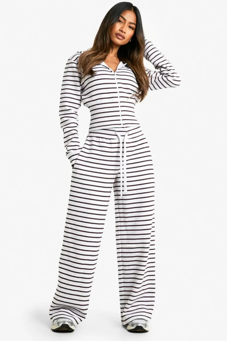 Sweatshirts|Hoodies & Sweatshirts*boohoo Skinny Stripe Deep Hem Zip Through Hoodie ash grey