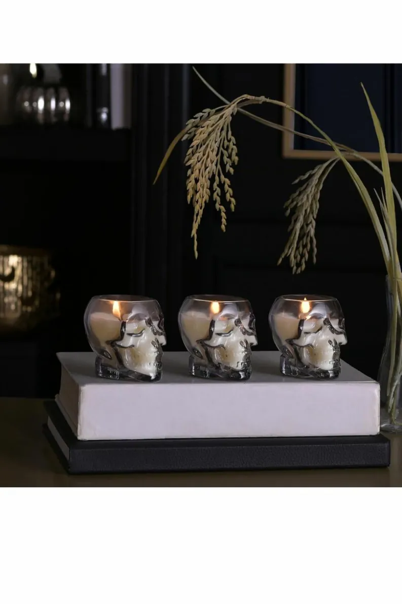 Candles & Diffusers|Candles*The Novelties Company Skull Votive Candle Smoked Glass - Small Mid Grey
