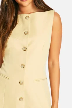 Skater Dresses*boohoo Slash Neck Mock Horn Mini Dress butter