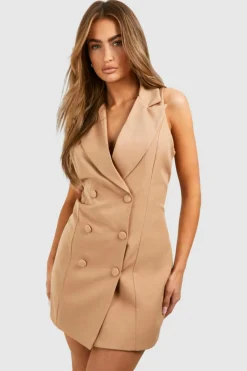 Blazer Dresses*boohoo Sleeveless Blazer Dress taupe