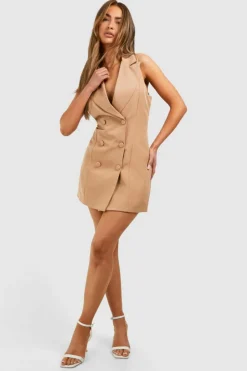 Blazer Dresses*boohoo Sleeveless Blazer Dress taupe