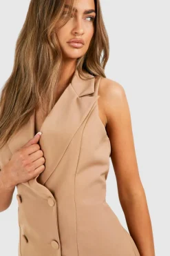 Blazer Dresses*boohoo Sleeveless Blazer Dress taupe