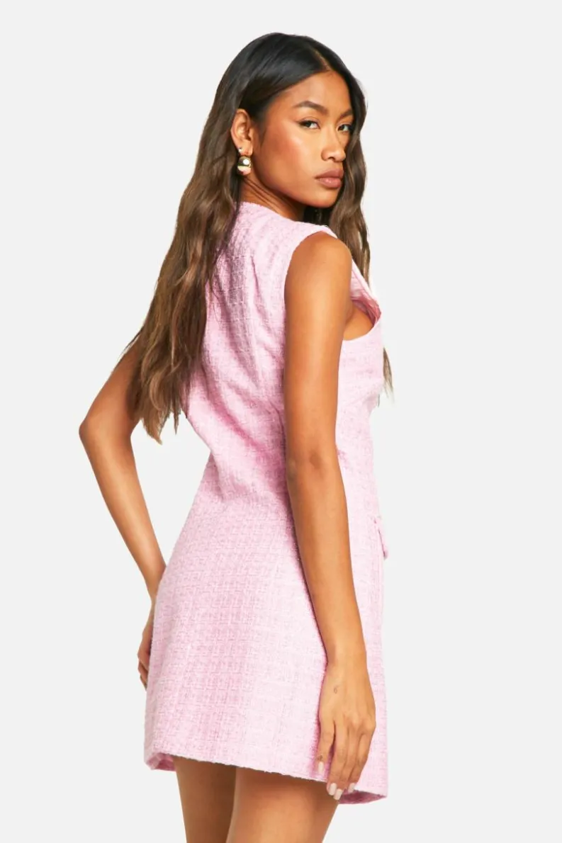Blazer Dresses*boohoo Sleeveless Boucle Blazer Dress pink