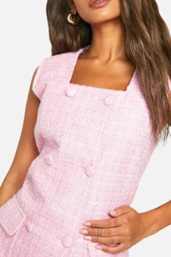 Blazer Dresses*boohoo Sleeveless Boucle Blazer Dress pink