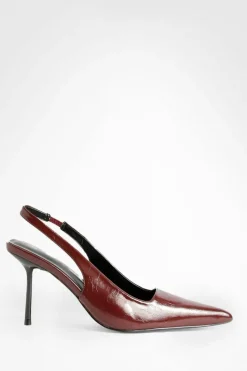 Heels*boohoo Slingback Extreme Point Court Shoes dark red