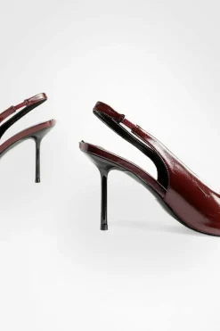 Heels*boohoo Slingback Extreme Point Court Shoes dark red