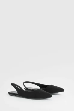 Flats*boohoo Slingback Faux Suede Pointed Flats black